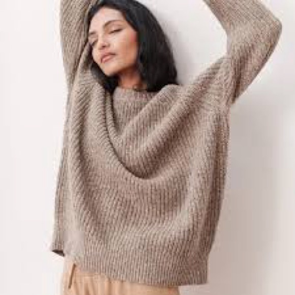 Jenni Kayne cashmere oversized fisherman crewneck sweater